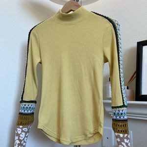 Free People Switch It Up Boho Thermal Knit Decorative Fun Cuff Top S
